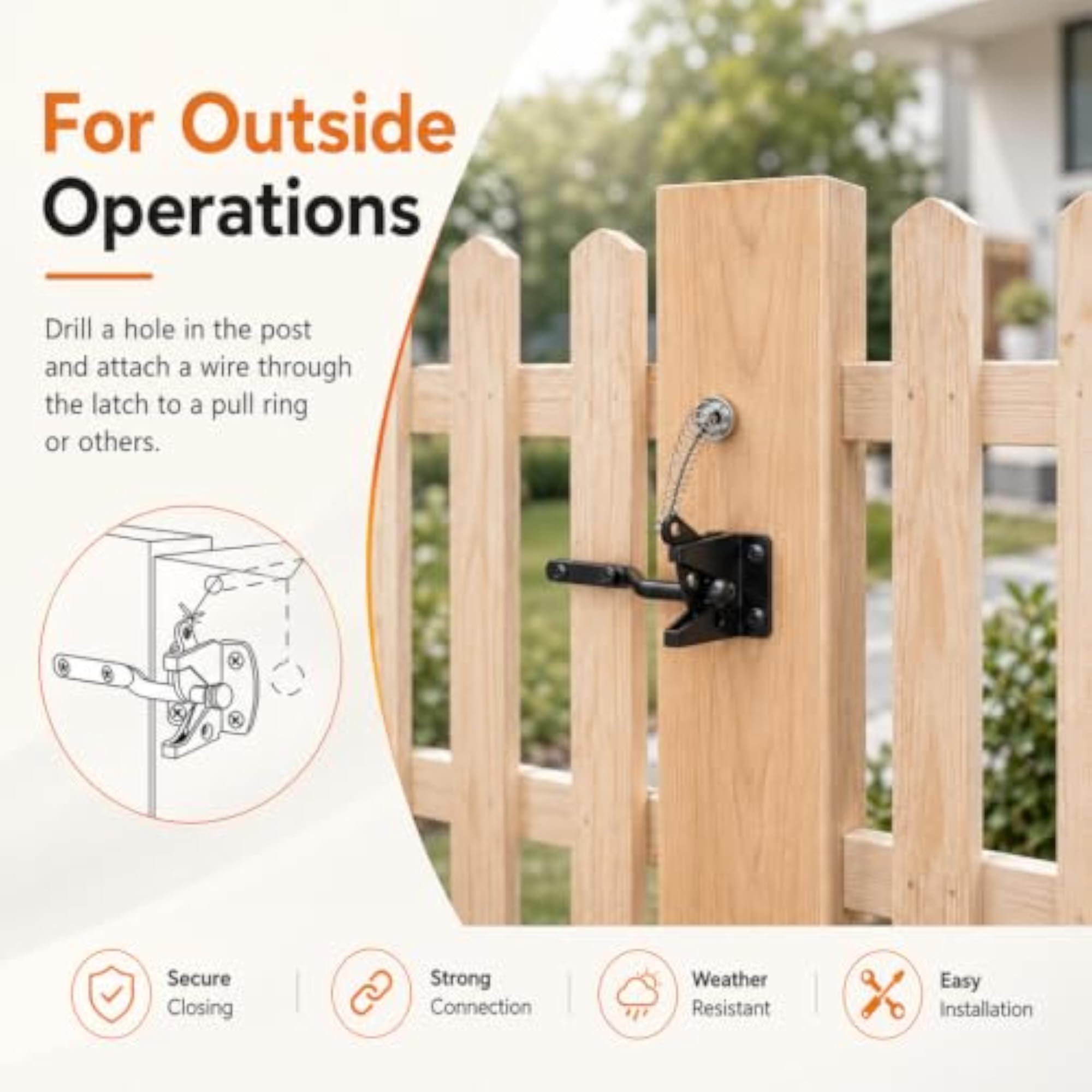 Heavy Duty Self Locking Gate Latch Kit