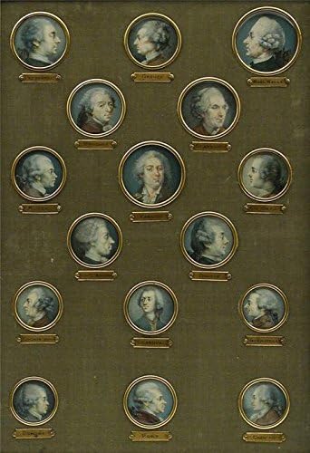 The Cotton Canvas of oil painting 'French- Set of Sixteen Miniatures of French Eighteenth-Century Notables, Nineteenth Century' ,size: 12x18 inch / 30x45 cm ,this High Resolution Art Decorative Prints on Canvas is fit for Study artwork and Home decoration and Gifts