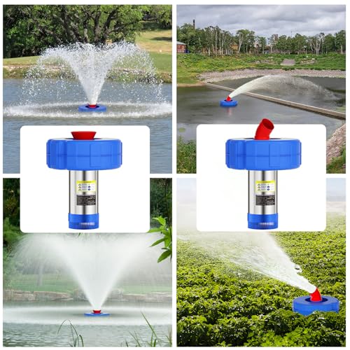 15000 GPH Pond Fountain Aerator - Fully Automatic 110V, 750W (1HP) Floating Fountain and Pond Aerator for Large and Small Outdoor Ponds and Lakes - Pond Fountain with 100 Feet Power Cord.