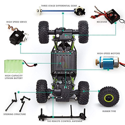 Image of TechKing VT-78 4 Wheel Drive 1:18 Rock Crawler Off Roader Monster Truck with 2.4GHz Remote Control Rechargeable Toy for Kids with 1 Year Warranty