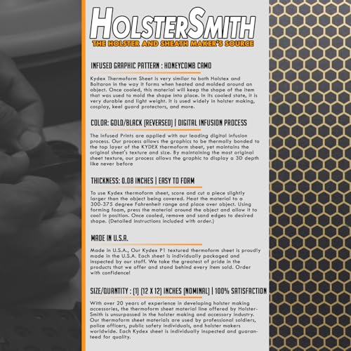 Image of KYDEX Thermoform Sheet - (Honeycomb Camo) - (Liquid Metal) - (Gold /Black - Reversed) - (12in x 12in) - (1 Sheet) - (for Holster Making, Cosplay, Hobby) - (USA Made)