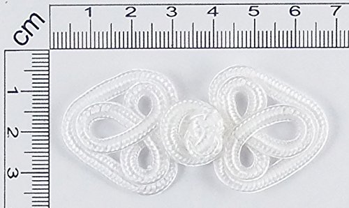 Chinese Frogs Button Closures Hook & Eye Fastener - Sewing Quilting Renaissance Dance Hawaiian Bridal Costumes Outfit Drapery Home Decor-White-2.75"X1.25"-Flower In A Heart - 1 Pair/Pk - #Fg4656 #TOP1
