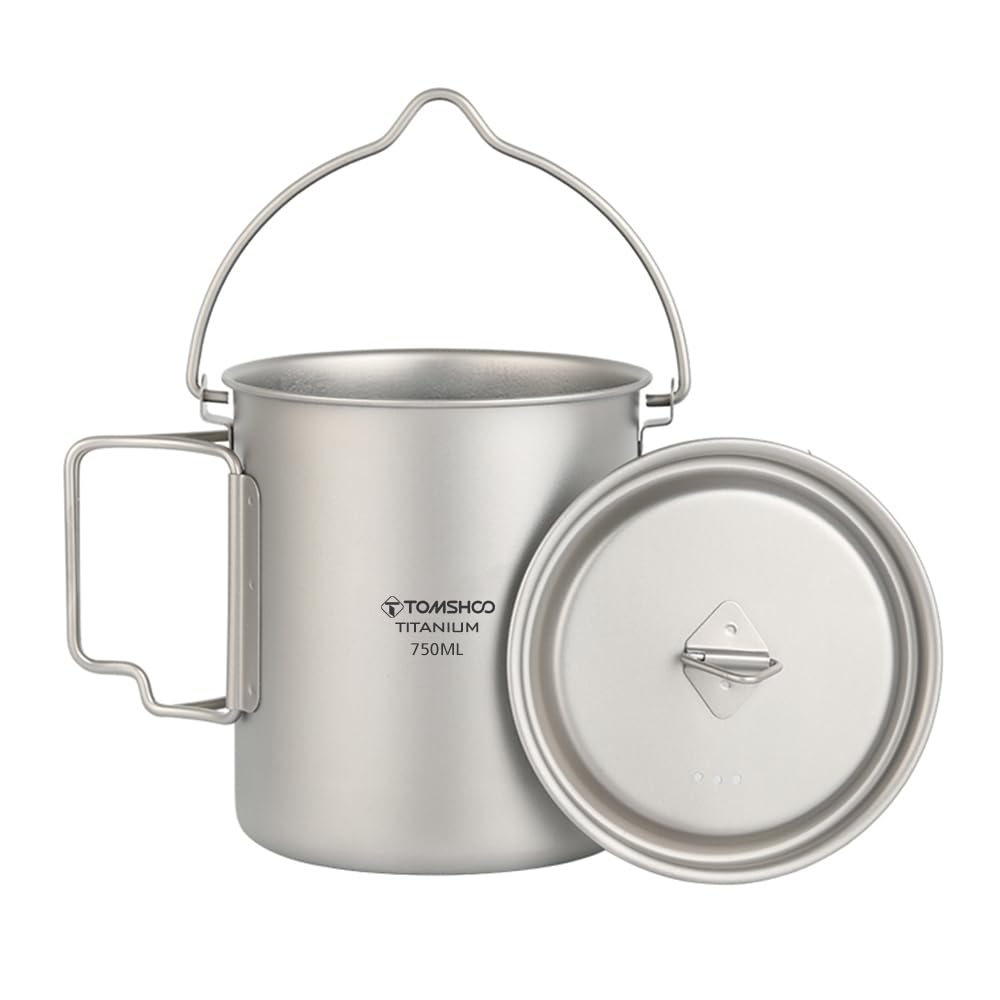 Bouteille d'eau en Titane 1L Bouteille d'eau de Sport légère et étanche avec Pot Suspendu de 750 ML Camping en Plein air Randonnée Sac à Dos