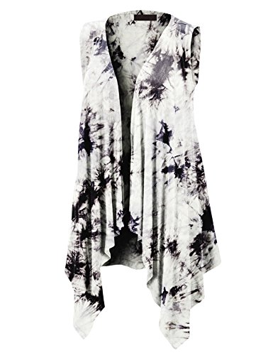 Image of Made By Johnny Women's Lightweight Sleeveless Cardigan - Draped Open Front Vest with Asymmetrical Hem