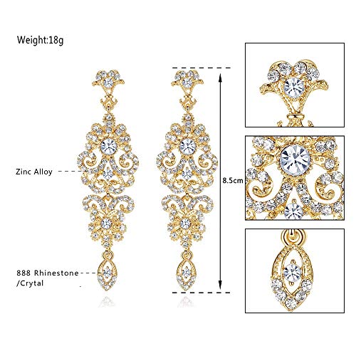 mecresh Gold/Silver Rhinestone Chandelier Wedding Bridal Dangle Earrings4