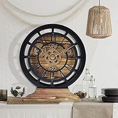 Lafocuse 10 Inch Wooden Real Moving Gears 2 in 1 Desk Clock Wall Clock,Farmhouse Rustic Table Clock photo Lafocuse 10 Inch Wooden Real Moving Gears 2 in 1 Desk Clock Wall Clock,Farmhouse Rustic Table Clock