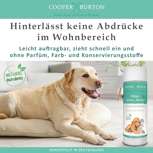 COOPER & BURTON Pfoten-, Nasen- & Schnauzenbalsam für Hunde & Katzen | Schutz vor Hitze, Kälte & Salz | Bienenwachs Propolis Carnaubau- u. Wollwachs | antibakteriell, sicher beim Ablecken | Made in DE