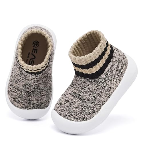 Image of Eashi Baby Boy Girl Non-Skid Indoor Infant Walking Shoes Breathable Warm Elastic Sock Shoes with Memory Sole Protect Toes Outdoor Sneakers