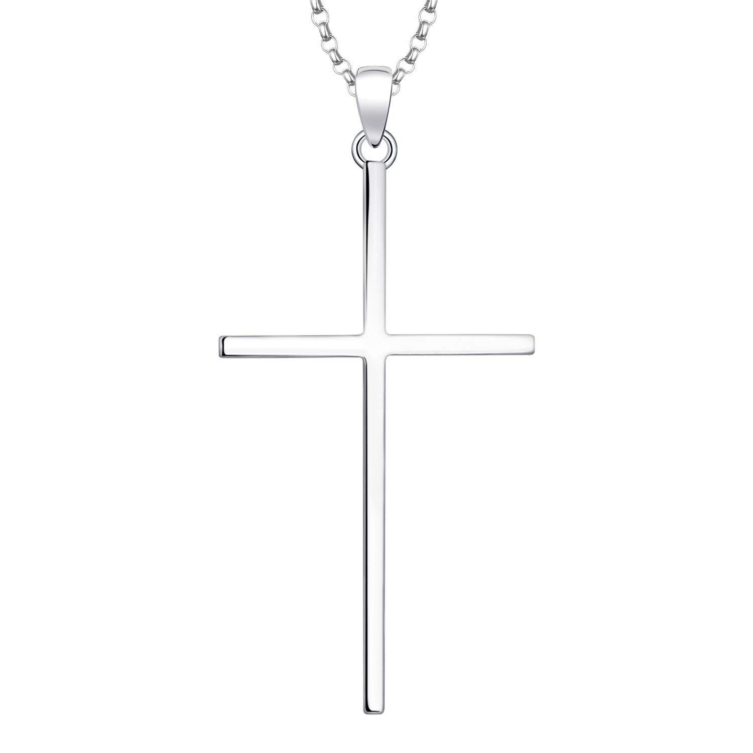 JO WISDOM Collar de Plata de ley 925 Mujer,Colgante Grande Cruz