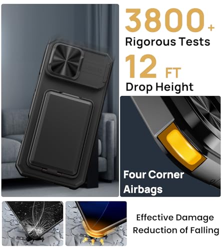 Image of SSLOTSCASE for iPhone 17 Pro Max Case with Card Holder & Kickstand, Black