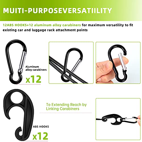 Automotive Bungee Cargo Net For Suv, Heavy-Duty Elastic Cargo Net For Rooftop Cargo Rack|12 D-Clip Carabiners + 12 Super Duty Hooks|3X4Ft Truck Bed Net Holds Small & Large Loads Tighter #TOP4