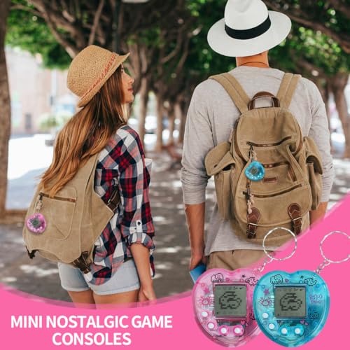 Tomedeks Elektronische Haustier Spielmaschine,2 Stück Tragbar Handheld Virtuelle Haustiere Spielzeug mit Schlüsselbund,Handheld Spielkonsole,Tier Spielekonsole für Erwachsene und Kinder(B)