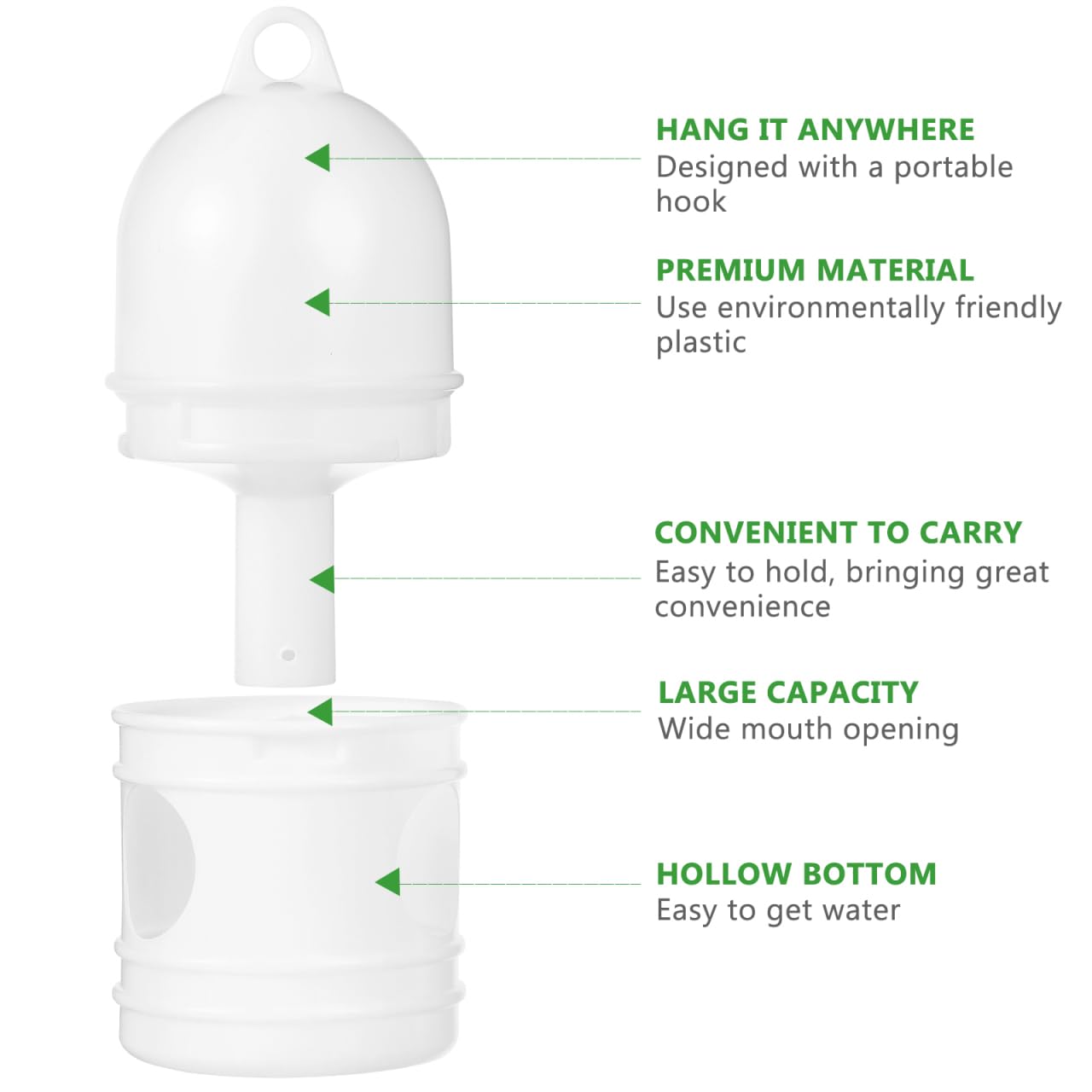 balacoo Dispensador de agua para pájaros: 2 comederos de agua para palomas, hervidor de agua desmontable para palomas, botella de agua universal para pájaros, práctico dispensador de agua para