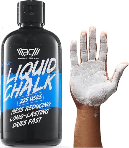 WARM BODY COLD MIND Kreda w Płynie do Weightlifting - Crossfit Liquid Chalk, Podnoszenia Ciężarów, Trójboju Siłowego, Deadlifti, Martwego Ciągu, Gimnastyki, Wspinaczki, Gym (250 ml Biała)