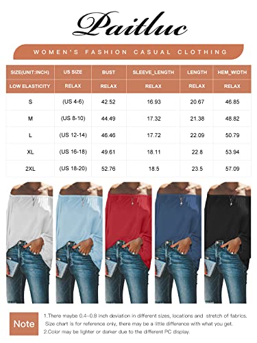 Paitluc Black Blouse Off The Shoulder Tops Lantern Sleeve Black Size L #TOP5