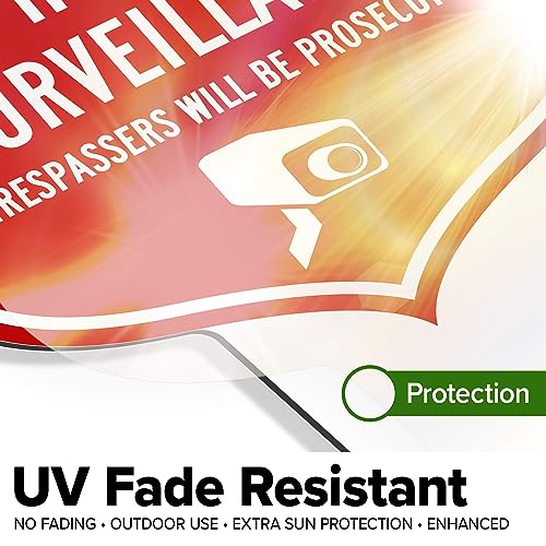 Image of Warning, 24 Hr Video Surveillance Sign, 11x21, Heavy Duty Integrated Ground Stakes, Indoor /Outdoor Use, Rust Free Aluminum Composite, Made in USA by My Sign center