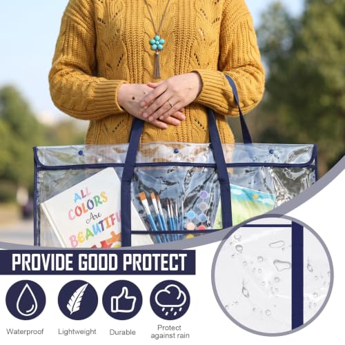 Image of Windyun 6 Pack Large Poster Storage Bag 48 inch x 36 inch Bulletin Board Holder Art Portfolio Case PVC Art Portfolio Container Storage Box with Pocket for Classroom Teacher Organization(Blue)