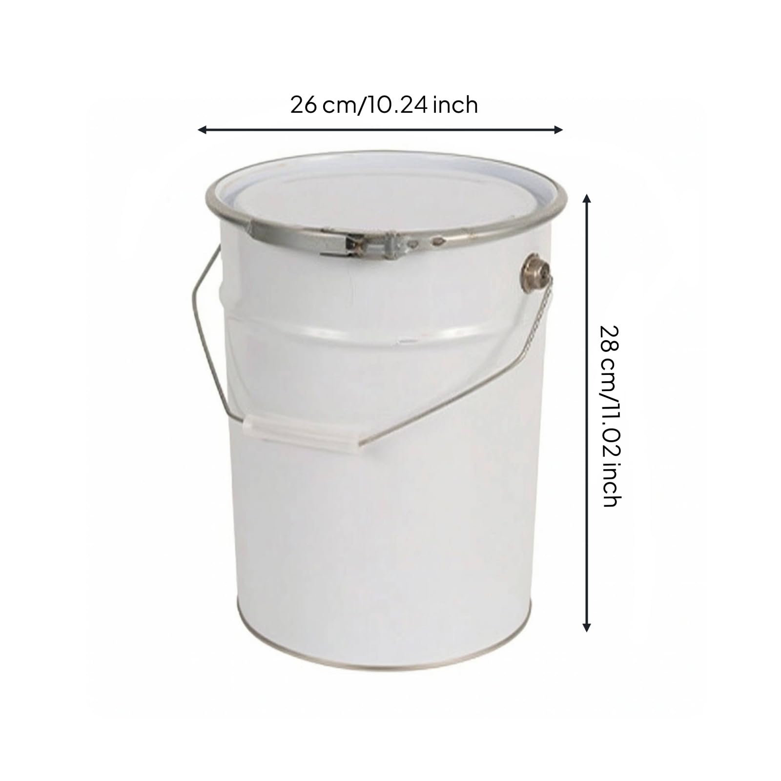 Baoblaze Seau à Échantillons Poignée Fer- Seau Métallique Cvercle à Clip Pratique Récipient Bague Serrage pr Laborantins, vriers, 10L