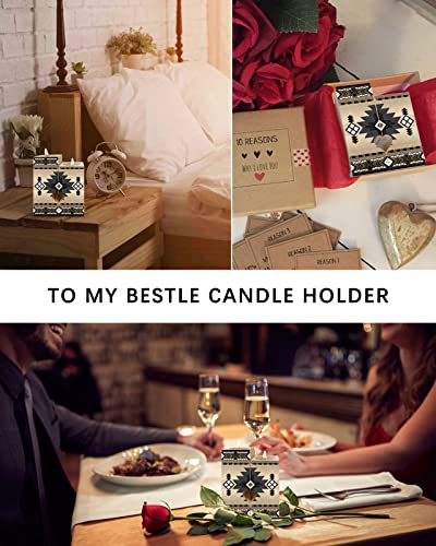 Southwestern America Candle Holders Set, Wooden Tealight Candle Holder Gifts For Women, Khaki Tribal Geometric Ethnic Vintage Candlesticks Holder Decor For Wedding Dinning Party #TOP5