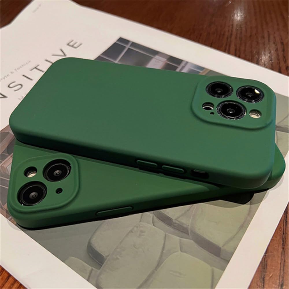 Coque iPhone 12 silicone liquide vert foncé antichoc - 8