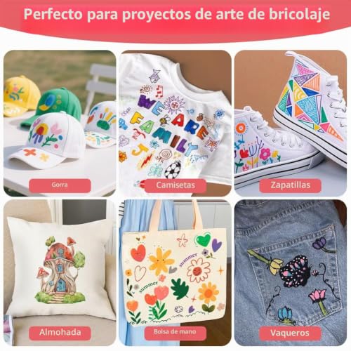 Miniatura 5 de Apxel Marcadores De Tela, 24 Colores Rotuladores Para Tela, Rotulador Permanente Con Punta Fina, Lavables A Máquina, No Tóxica Para Camisetas, Bolsas, Tote Bag Y Otros Tejidos - Para Niños Y Adultos