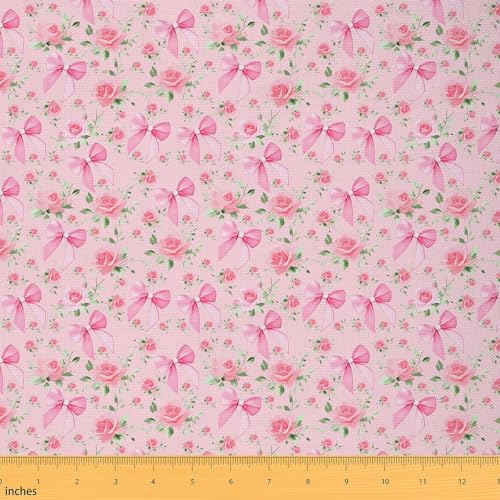 Tissus au metre nœud rose 184x150cm textile de qualité supérieure style floral doux