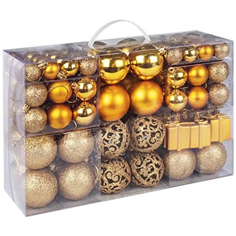 Juego de 105 Bolas de Navidad Doradas de Plástico de ilauke Cover