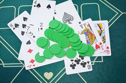 SmartDealsPro 100 Stück 25 mm/2,5 cm blickdichtem Kunststoff lernen Zählen Marken Poker Chips mit Aufbewahrungsbox, grün