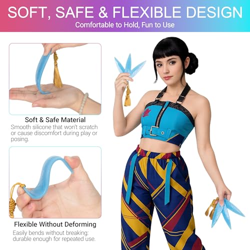Image of 5Inch Soft Rubber Dagger Props Safe and Cut-Proof with Gold Tassels Cosplay Accessories for Costume Halloween Party