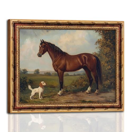 dzbLuck Vintage Horse And Dog Wall Art