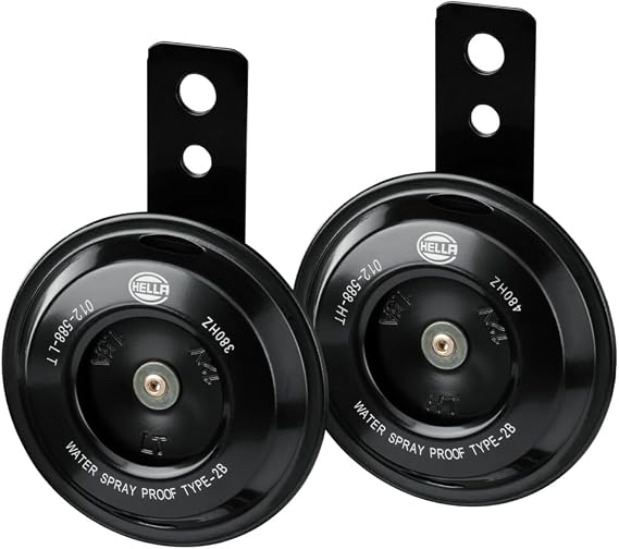 HELLA 012588011 Motorcycle Series Black 12V Disc Horn Kit (Universal Fit-Set/Box)