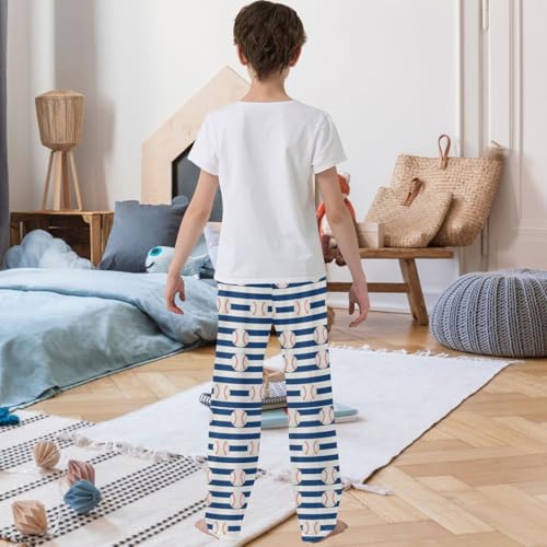 Boy's Pants Navy Blue Baseball Jogger Pants Elastic Waist Long Bottoms Trousers with Pockets 6-14 Years3