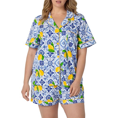 Image of Bed Head PJs Womens Matching Pajamas - Soft Organic Short Sleeve Button Down PJ Shirt & Shorts Set - Sleepwear & Loungewear