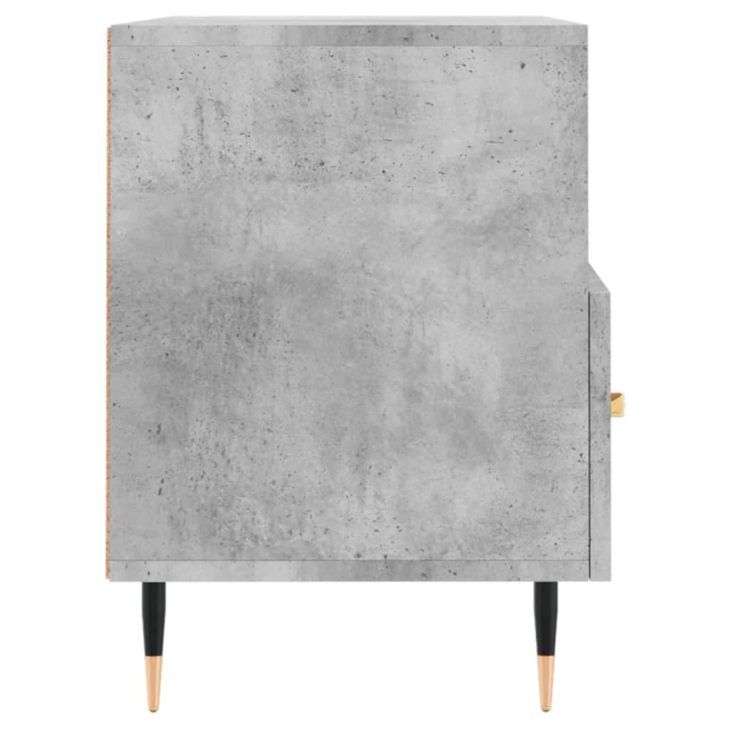 Mobile TV grigio cemento in legno con gambe in ferro, 80 x 36 x 50 cm, mobile basso con vano portaoggetti, cassetti e ripiano, mobile moderno per soggiorno, per gaming, home theater e