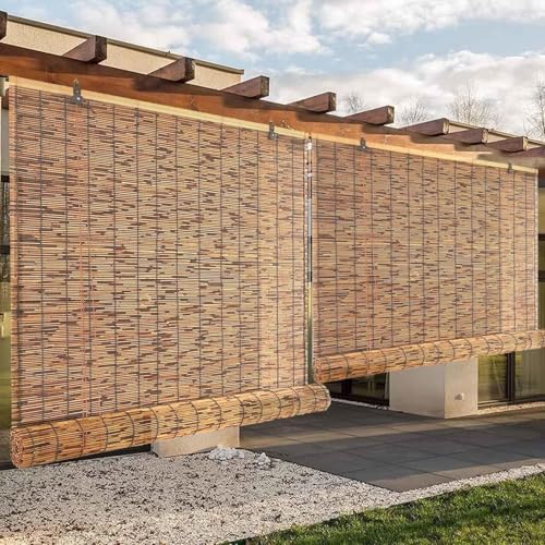 Persianas De Caña Enrollables Exterior Persiana Bambú Exterior Natural Cortina De Caña 100x200 120x160 150x200cm Protector Solar Persiana De Madera Cortina De Bambú para Ventana Puerta Patio