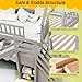 Giantex House Bunk Bed Twin Over Twin with Slide & Stairs, Wood Bunk Bed with Storage Shelves, No Box Spring Needed, Twin Floor Bed for Kids Teens Boys Girls (Grey)