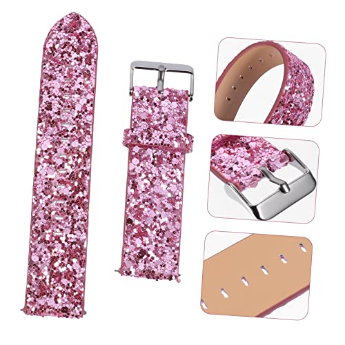 Lurrose 1pc Shiny Watch Band for Watch Skin-friendly Strap Easy Replacement Unique Appearance Shiny Pink Wristband4