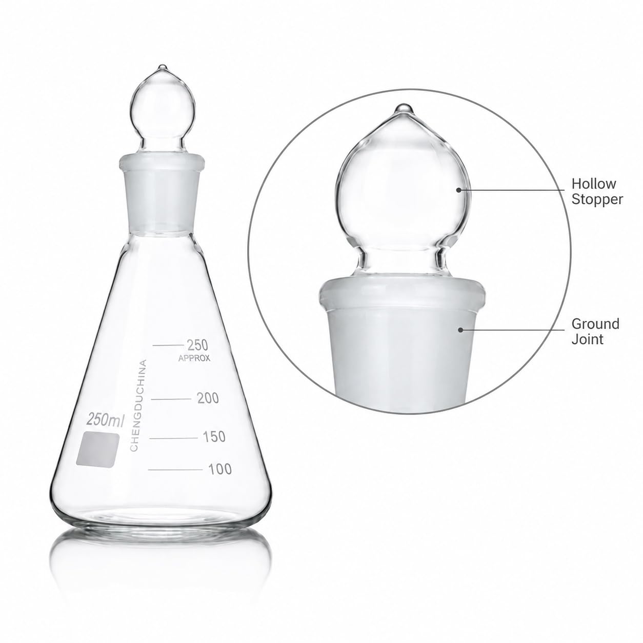 Erlenmeyerkolben mit Glasstopfen und Schliff Laborkolben-5000mL 24/29#