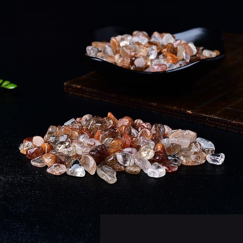 Pietra Originale per vasche da Pesca, Ghiaia di Cristallo di Capelli Rossi 5-12 mm 500 g-1000 g for Acquario, Vaso di Fiori, Paesaggio Decorativo(9-12mm1000g)