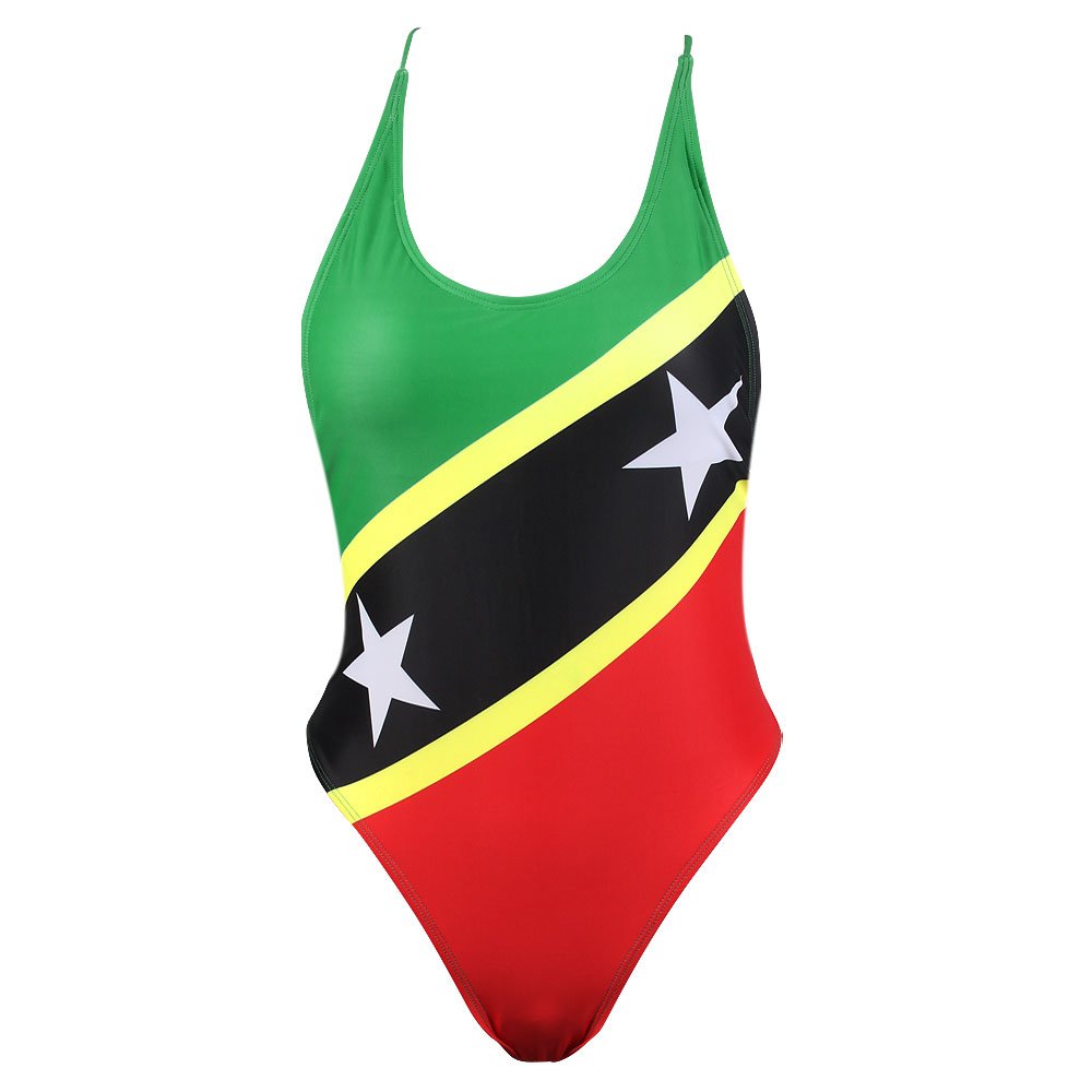 Voaryisa Women's Saint Kitts And Nevis One Piece Caribbean Flag Rasta Monokini Thong Swimsuit Swimwear Bathing Suit (Medium/Uk 12-14, )