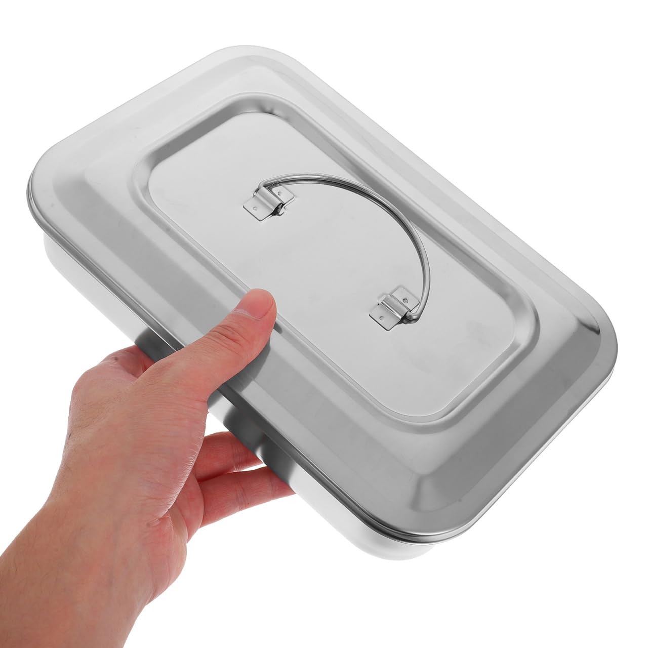 Anneome Caja de Esterilización de Acero Inoxidable Plata de Instrumentos con Tapa Cuadrada Resistente al Óxido y Diseño Simple para Uso Profesional