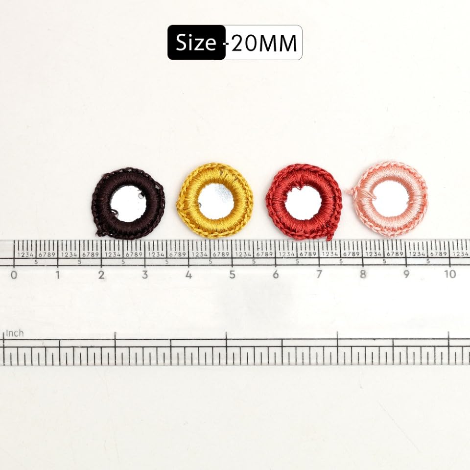EmbroideryMaterial 100 Pcs Acrylic Embroidery Crochet Mirrors for Craft, Dress Designing, Jewellery Making, Embellishments & Decorative Projects (20MM, Maroon, Peach, Orange, Mustard Yellow - 25 Each)