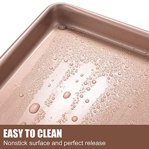 JOHO BAKING Sheet Pans Cookie Sheet,Baking Sheets for oven Nonstick Set,Cookie Tray Baking Pan Set,12.8inch,2-Piece,Gold