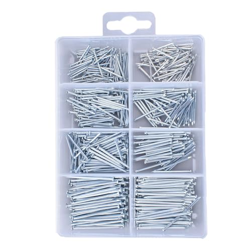 Kit de clavos para colgar accesorios Hardware Nails Assortment Kit - 560 piezas de clavos variados para colgar cuadros, kit con 8 tamaños, clavos para madera y acabado