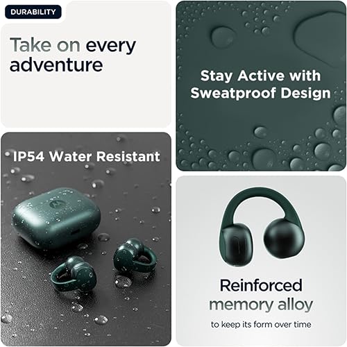 Image of Motorola Moto Buds Loop TWS (Green) | Sound by Bose, Open-Ear Fit | 12mm Drivers, Dual Mic AI | 31H Playtime, Quick Charge | IPX4 Water Resistant | Comfortable Fit | Low Latency Mode | Reliable Build