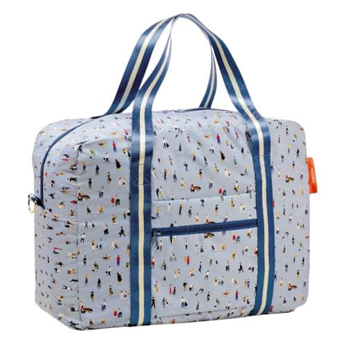 Easy Travel Bag Happy Life, lightblue, 17,5 x 19 x 3 cm, Foldable travel bag with shoulder strap