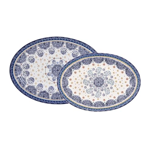 Bico Blue Talavera oval platters set, 16" and 14"