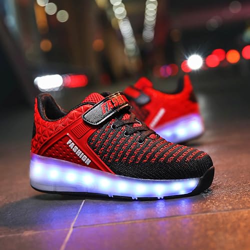 Ufatansy Roller Shoes Girls Boys Sneakers with Wheels Roller Skate Shoes USB Charging LED Light Up Footwear Skates for Beginner Trainers Kids Lightweight Breatheable Shoe3