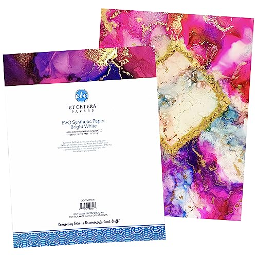 Alcohol Ink Paper - Non-Absorbent, Heavy Weight & Tear Resistant - Easily Wipes Off for Reusable Art Paper - Flexible Bright White EVO 11x14 Inch (10 Sheets)