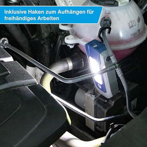 cartrend LED Arbeitsleuchte 300 Lumen Flächenlicht, 6500 Kelvin Farbtemperatur, neigbare Arbeitslampe mit Magnetfuß und robustem ABS-Gehäuse 1500 mAh Akku, Leuchtdauer bis zu 9 Stunden
